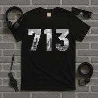 Houston 713 Area Code Skyline Texas Pride Vintage T-Shirt