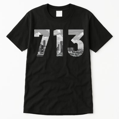 Houston 713 Area Code Skyline Texas Pride Vintage Tall T-Shirt