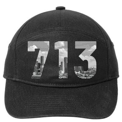 Houston 713 Area Code Skyline Texas Pride Vintage 7-Panel Snapback Hat