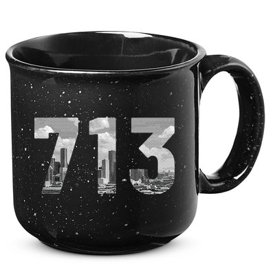 Houston 713 Area Code Skyline Texas Pride Vintage 15oz Campfire Ceramic Mug