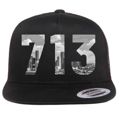 Houston 713 Area Code Skyline Texas Pride Vintage Flatbill Hat