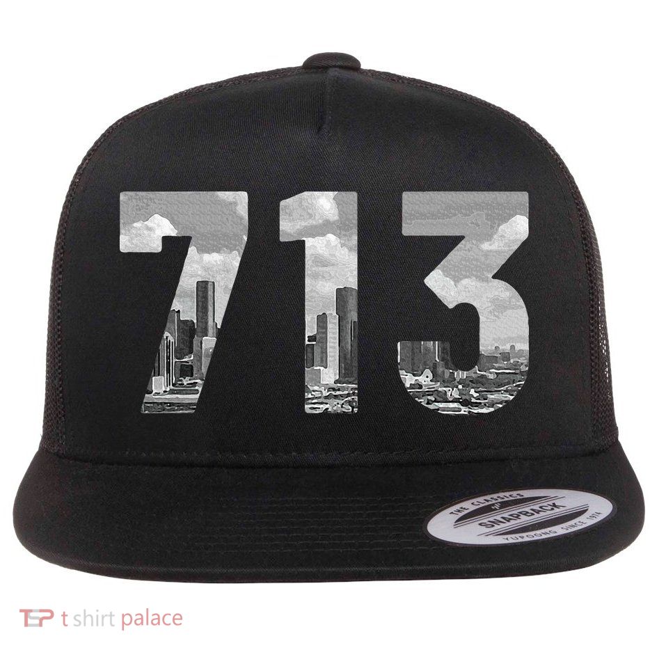 Houston 713 Area Code Skyline Texas Pride Vintage Flatbill Hat