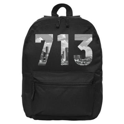Houston 713 Area Code Skyline Texas Pride Vintage 16 in Basic Backpack