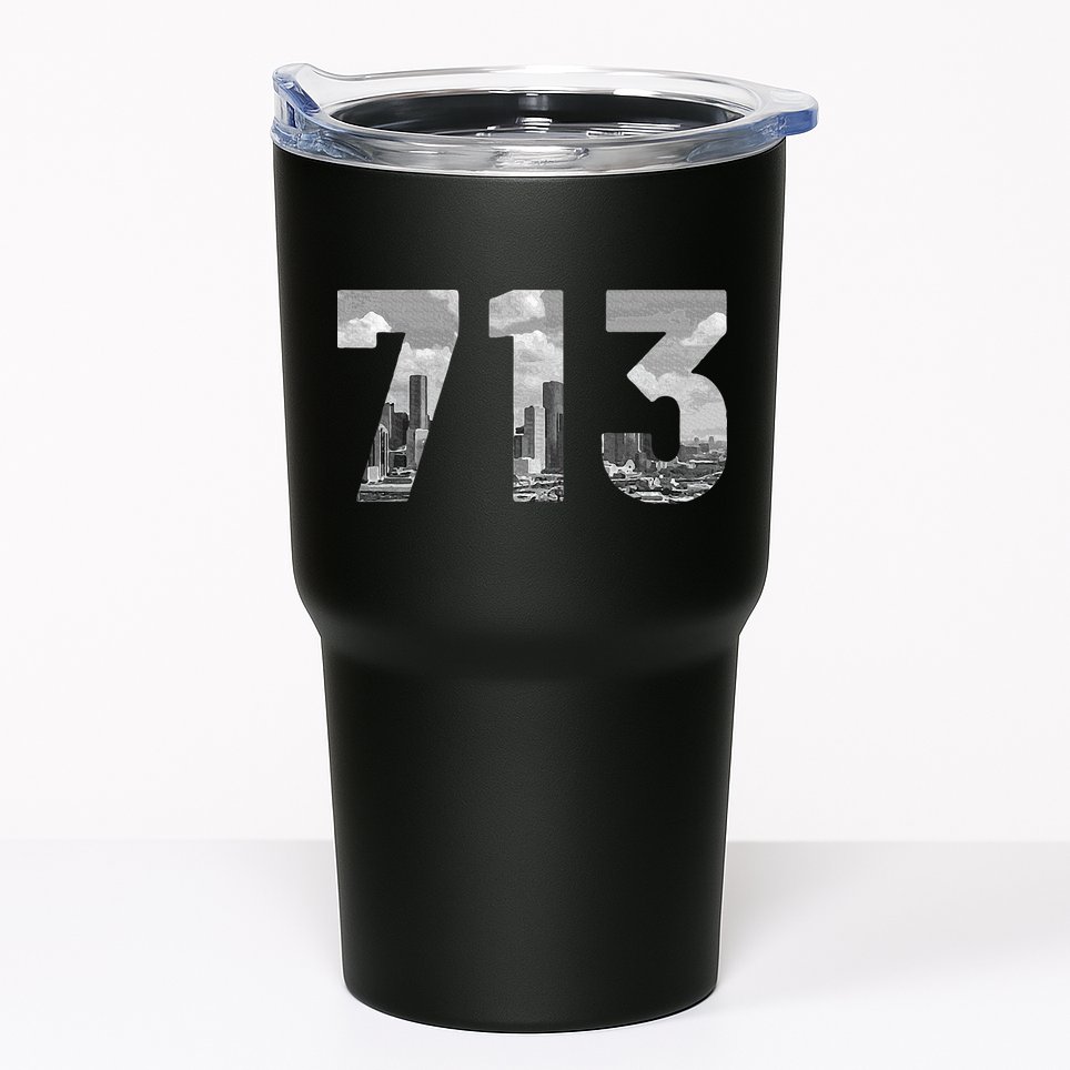 Houston 713 Area Code Skyline Texas Pride Vintage Tumbler