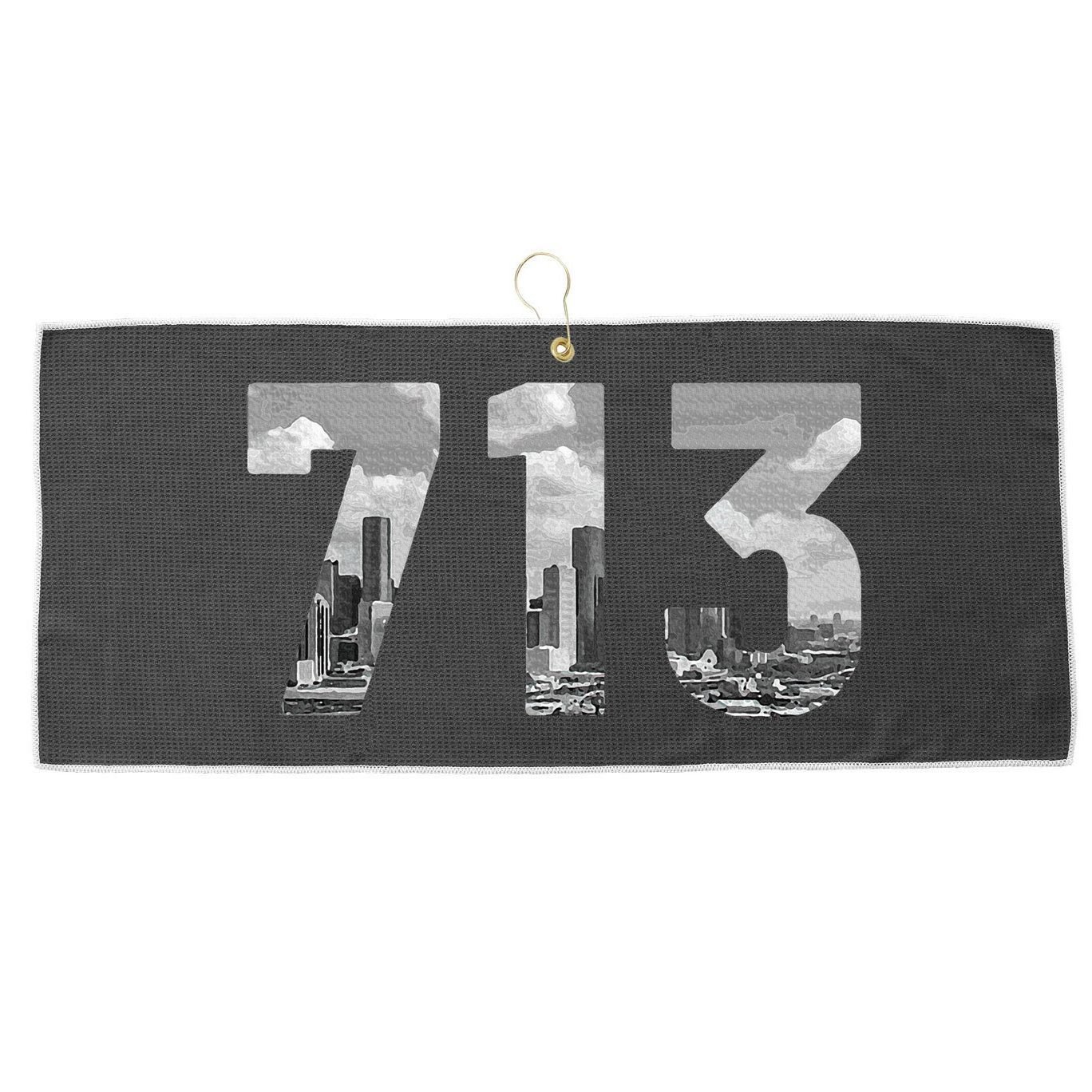 Houston 713 Area Code Skyline Texas Pride Vintage Large Microfiber Waffle Golf Towel