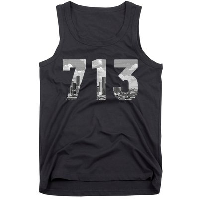 Houston 713 Area Code Skyline Texas Pride Vintage Tank Top