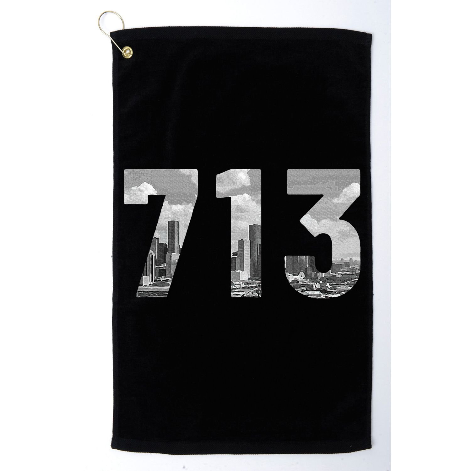 Houston 713 Area Code Skyline Texas Pride Vintage Golf Towel