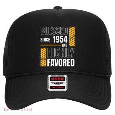 Happy 70th Birthday Blessed Football Fan High Crown Mesh Back Trucker Hat