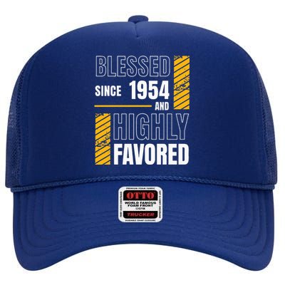 Happy 70th Birthday Blessed Football Fan High Crown Mesh Back Trucker Hat