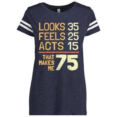 Hilarious 75th Birthday Present Idea I 75 Years Enza Ladies Jersey Football T-Shirt