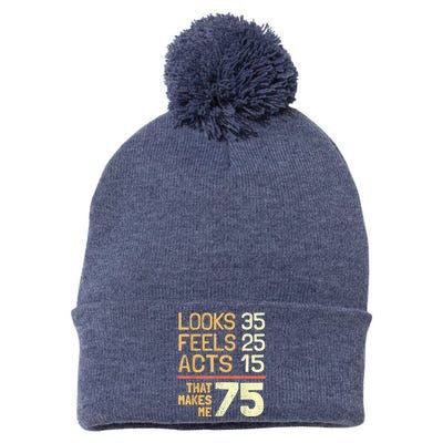 Hilarious 75th Birthday Present Idea I 75 Years Pom Pom 12in Knit Beanie