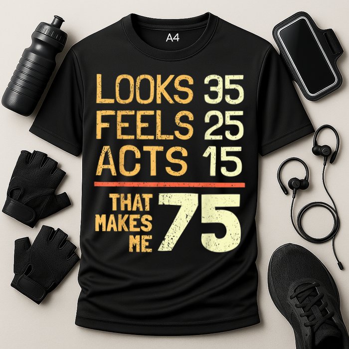 Hilarious 75th Birthday Idea I 75 Years Cooling Performance Crew T-Shirt