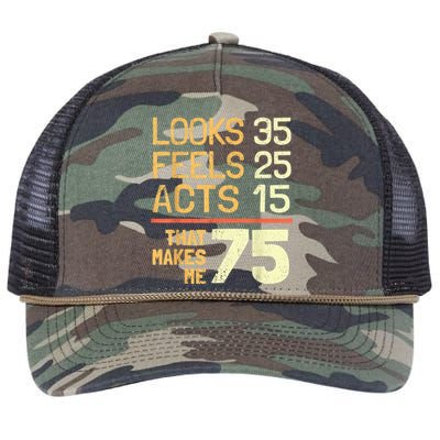 Hilarious 75th Birthday Idea I 75 Years Retro Rope Trucker Hat Cap