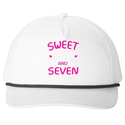 Happy 7th Birthday Sweet Sassy And Seven 7 Years Old Snapback Five-Panel Rope Hat