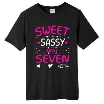 Happy 7th Birthday Sweet Sassy And Seven 7 Years Old Tall Fusion ChromaSoft Performance T-Shirt