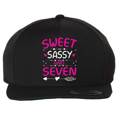 Happy 7th Birthday Sweet Sassy And Seven 7 Years Old Wool Snapback Cap