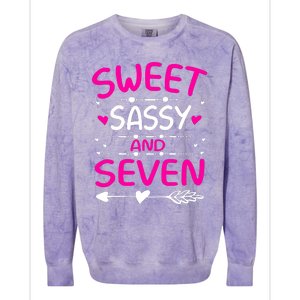 Happy 7th Birthday Sweet Sassy And Seven Girl 7 Years Old Colorblast Crewneck Sweatshirt