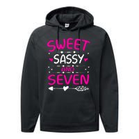 Happy 7th Birthday Sweet Sassy And Seven Girl 7 Years Old Performance Fleece Hoodie