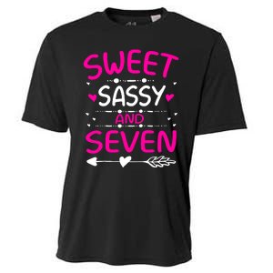 Happy 7th Birthday Sweet Sassy And Seven Girl 7 Years Old Cooling Performance Crew T-Shirt