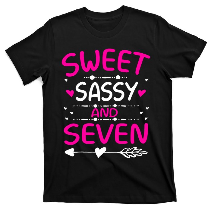 Happy 7th Birthday Sweet Sassy And Seven Girl 7 Years Old T-Shirt