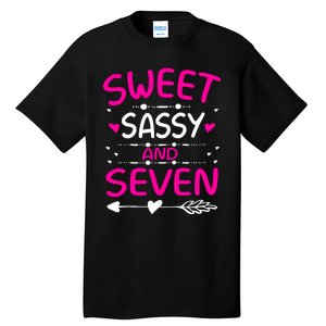 Happy 7th Birthday Sweet Sassy And Seven Girl 7 Years Old Tall T-Shirt