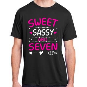 Happy 7th Birthday Sweet Sassy And Seven Girl 7 Years Old Adult ChromaSoft Performance T-Shirt