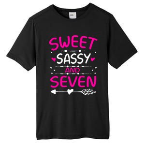 Happy 7th Birthday Sweet Sassy And Seven Girl 7 Years Old Tall Fusion ChromaSoft Performance T-Shirt