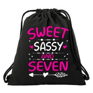 Happy 7th Birthday Sweet Sassy And Seven Girl 7 Years Old Drawstring Bag