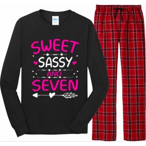 Happy 7th Birthday Sweet Sassy And Seven Girl 7 Years Old Long Sleeve Pajama Set