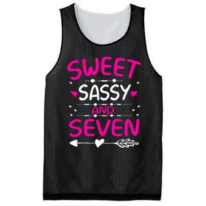 Happy 7th Birthday Sweet Sassy And Seven Girl 7 Years Old Mesh Reversible Basketball Jersey Tank