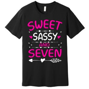 Happy 7th Birthday Sweet Sassy And Seven Girl 7 Years Old Premium T-Shirt