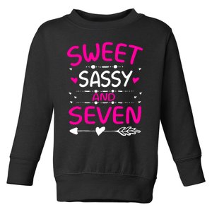 Happy 7th Birthday Sweet Sassy And Seven Girl 7 Years Old Toddler Sweatshirt