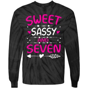 Happy 7th Birthday Sweet Sassy And Seven Girl 7 Years Old Tie-Dye Long Sleeve Shirt