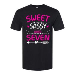 Happy 7th Birthday Sweet Sassy And Seven Girl 7 Years Old Softstyle CVC T-Shirt