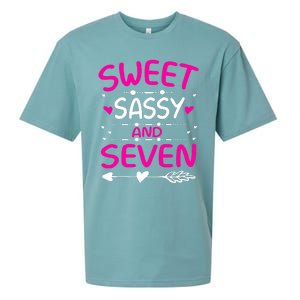 Happy 7th Birthday Sweet Sassy And Seven Girl 7 Years Old Sueded Cloud Jersey T-Shirt