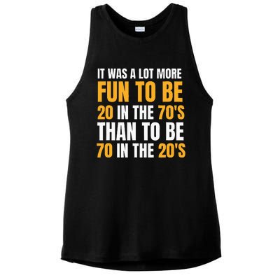 Happy 70th Birthday Funny Retirement 70S Living In The 20S Ladies PosiCharge Tri-Blend Wicking Tank