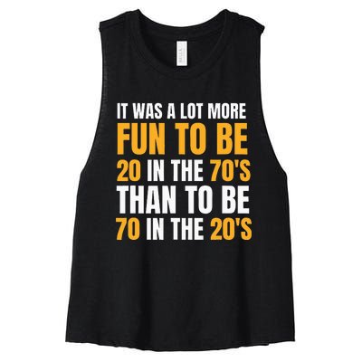 Happy 70th Birthday Funny Retirement 70S Living In The 20S Women's Racerback Cropped Tank