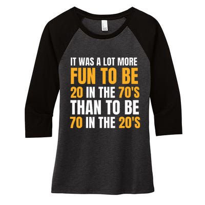 Happy 70th Birthday Funny Retirement 70S Living In The 20S Women's Tri-Blend 3/4-Sleeve Raglan Shirt