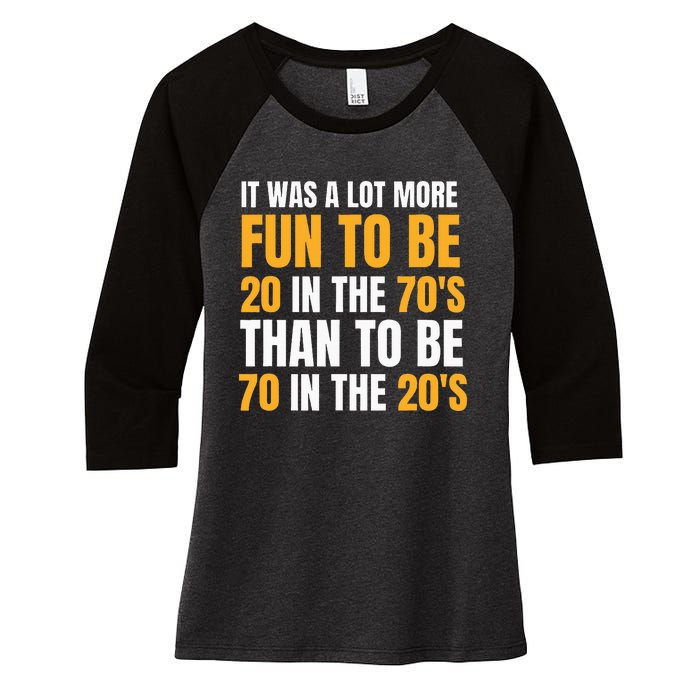 Happy 70th Birthday Funny Retirement 70S Living In The 20S Women's Tri-Blend 3/4-Sleeve Raglan Shirt