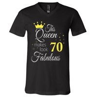 Happy 70th Birthday 70 Years old - best Ager good Age Queen V-Neck T-Shirt