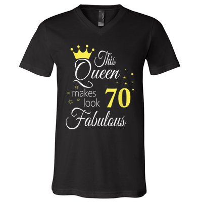 Happy 70th Birthday 70 Years old - best Ager good Age Queen V-Neck T-Shirt