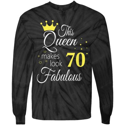 Happy 70th Birthday 70 Years old - best Ager good Age Queen Tie-Dye Long Sleeve Shirt