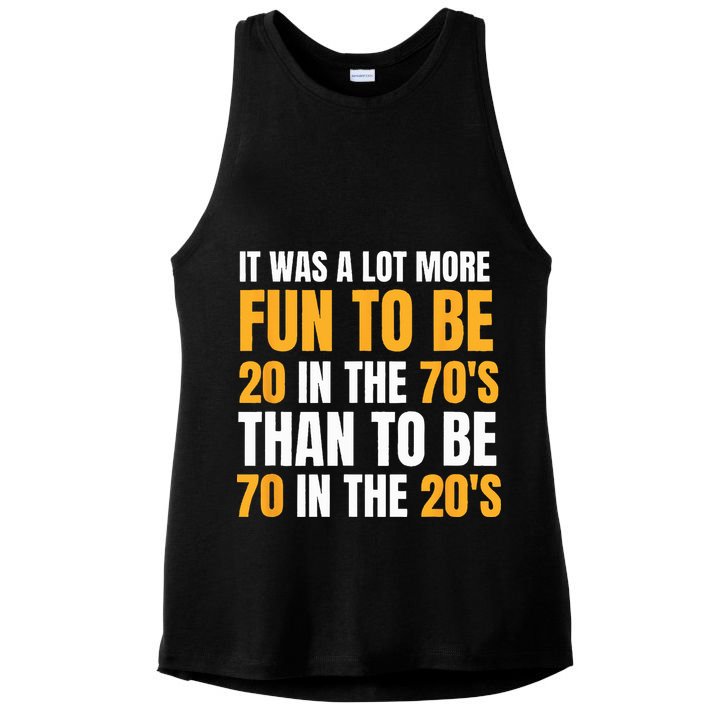 Happy 70th Birthday Funny Retirement 70s Living In The 20s Ladies PosiCharge Tri-Blend Wicking Tank