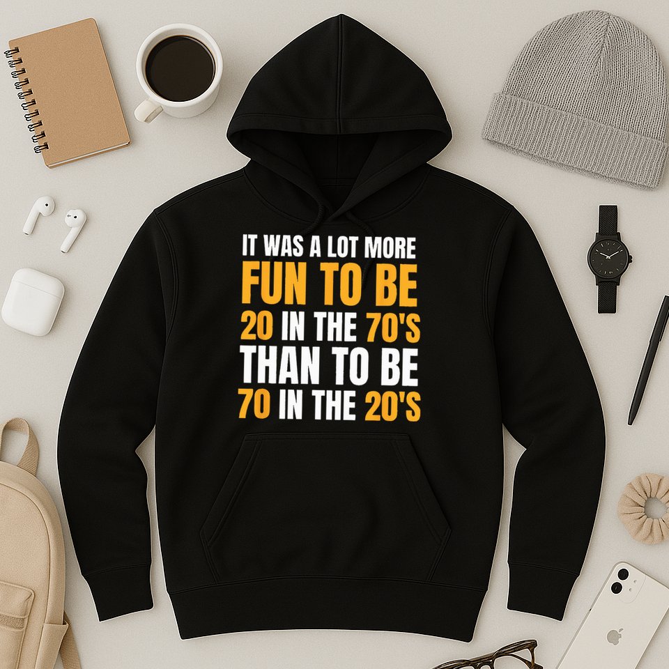 Happy 70th Birthday Funny Retirement 70s Living In The 20s Hoodie