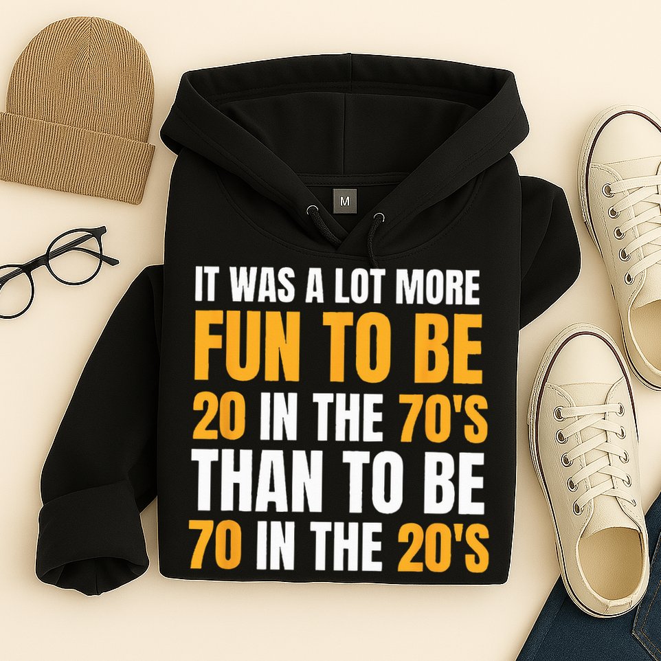 Happy 70th Birthday Funny Retirement 70s Living In The 20s Hoodie