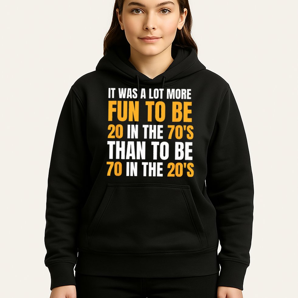 Happy 70th Birthday Funny Retirement 70s Living In The 20s Hoodie