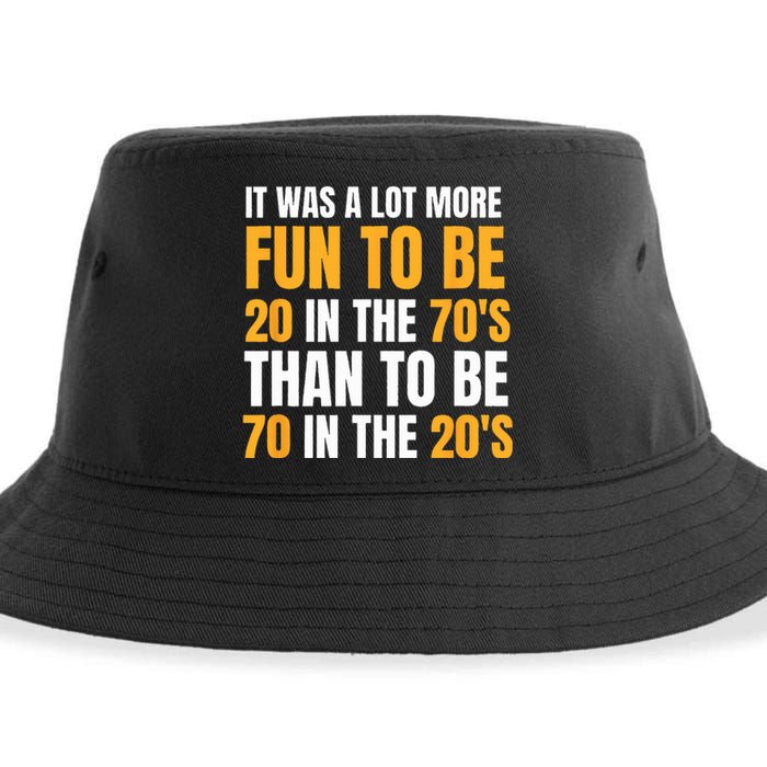 Happy 70th Birthday Funny Retirement 70s Living In The 20s Sustainable Bucket Hat