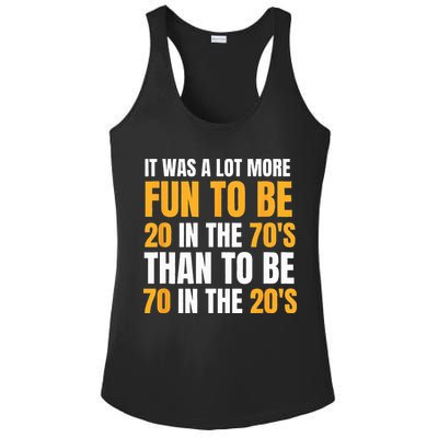 Happy 70th Birthday Funny Retirement 70s Living In The 20s Ladies PosiCharge Competitor Racerback Tank