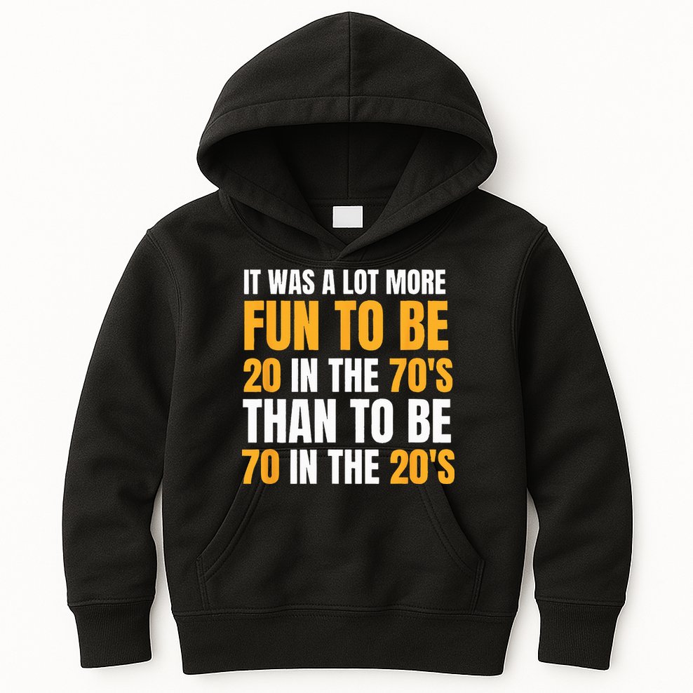 Happy 70th Birthday Funny Retirement 70s Living In The 20s Kids Hoodie