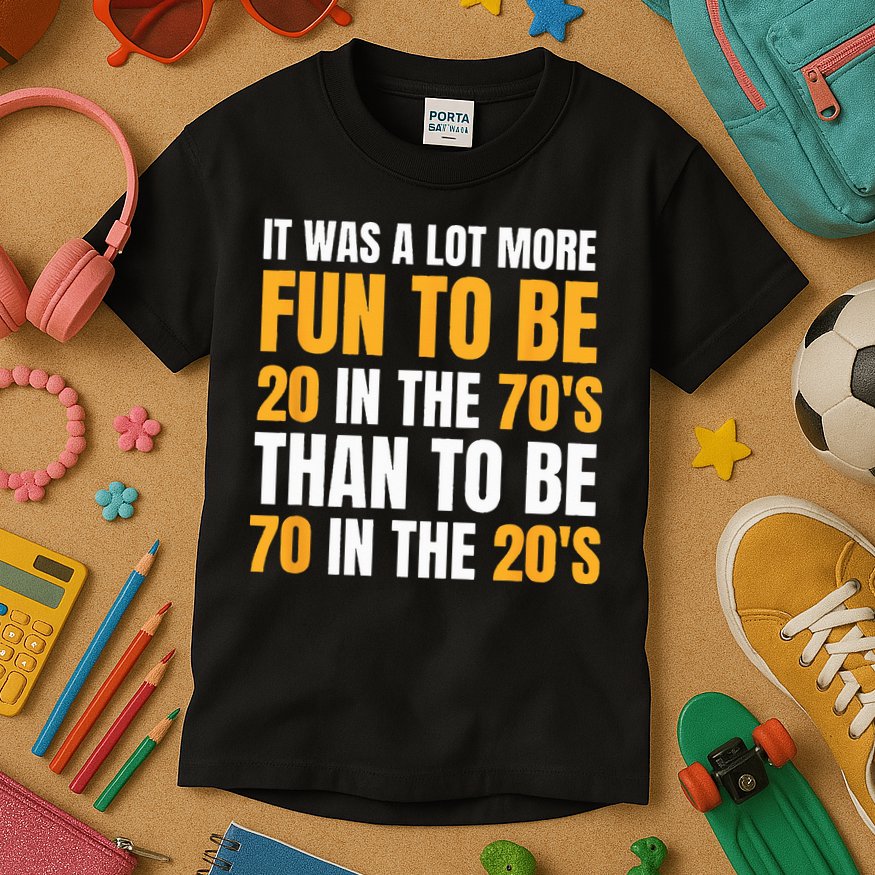Happy 70th Birthday Funny Retirement 70s Living In The 20s Kids T-Shirt